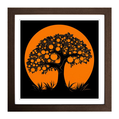 Orange Fruit Silhouette - Framed Print