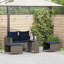 5 Piece Patio Sofa Set With Cushions Stackable Poly Rattan-1471295524