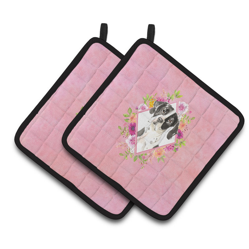 Ensemble de cuisinier poignée 2 pièces caroline trésors sheltie, Rose, Pointer anglais