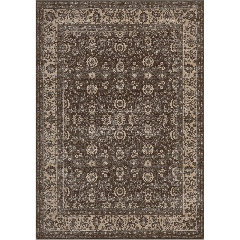 Non-Slip Washable Kitchen & Hallway Low Pile Vintage Floral, Stain Resistant, Rectangle 5' x 7'