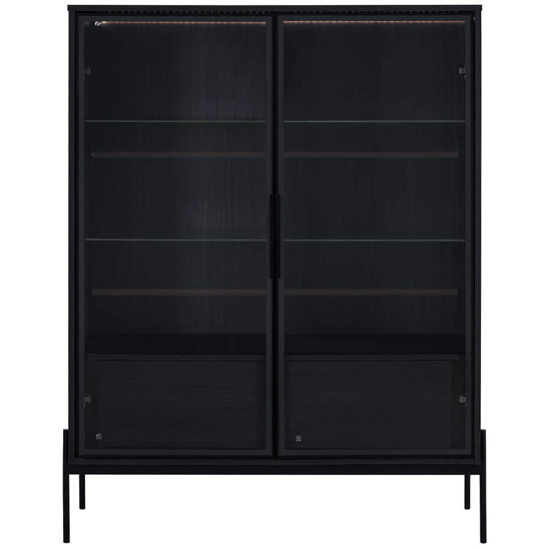51.2'' Freestanding Display Cabinet With 2 Storage Drawers, Pantry With Glass Doors & LED Lighting, Curio Cabinet With 4-Tier Adjustable Shelves For Living Room, Kitchen, And Office