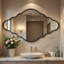 Miroir d'appoint mural irrégulier en métal asymétrique pour salle de bain-595924968-595924967