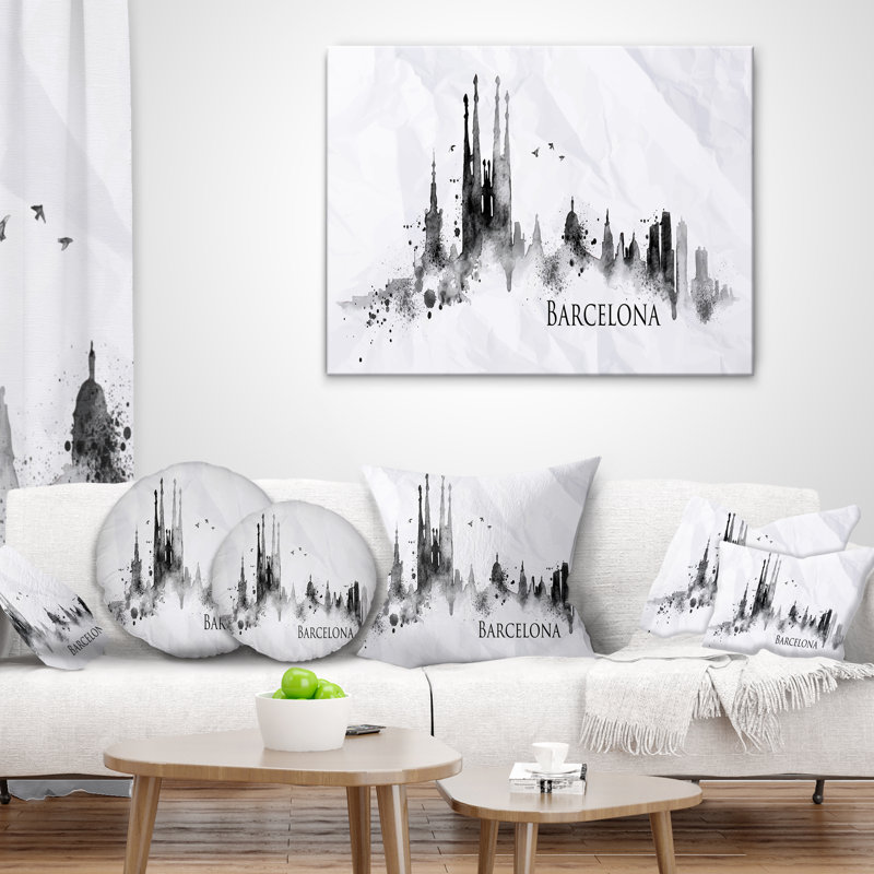 Coussin lombaire à silhouette de barcelone cityscape