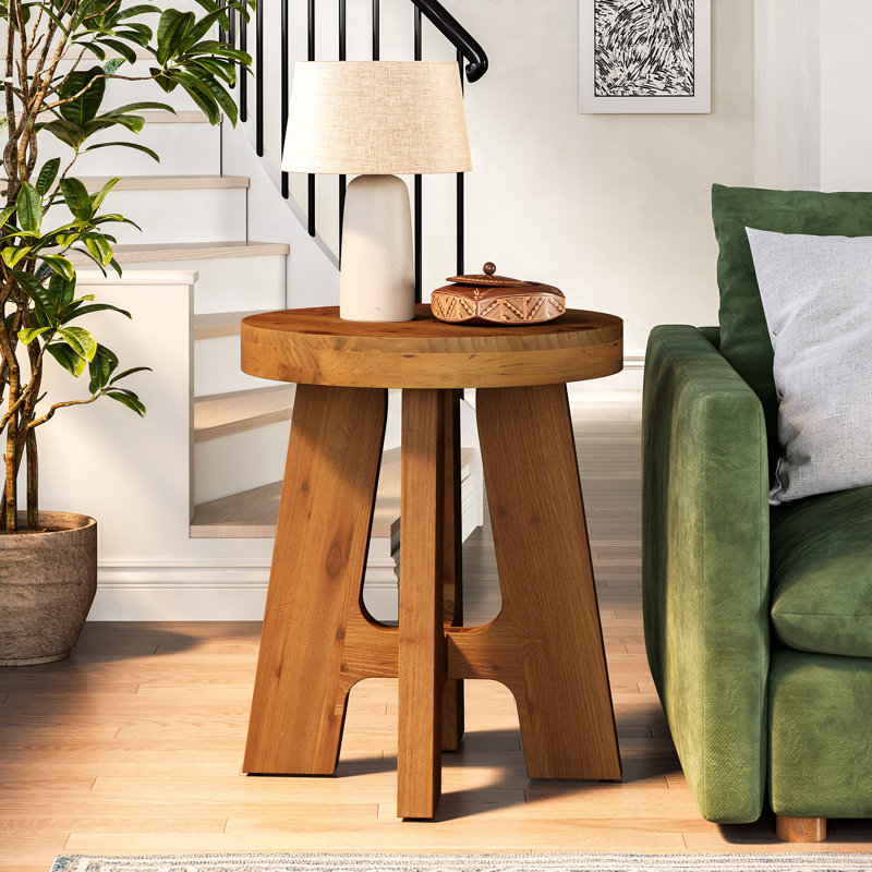 Solid Wood Pedestal End Table
