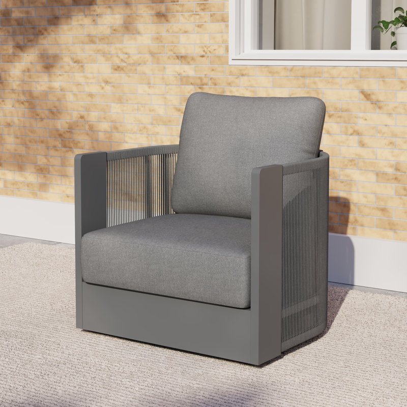 Chaise de patio d'extérieur pivotante avec coussins, Gris