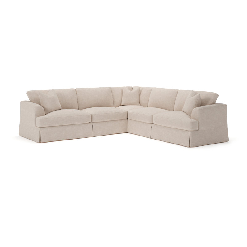 Lucia 4-Piece Slipcovered Sectional, Right Hand Facing, Lena Sand Performance Linen Blend