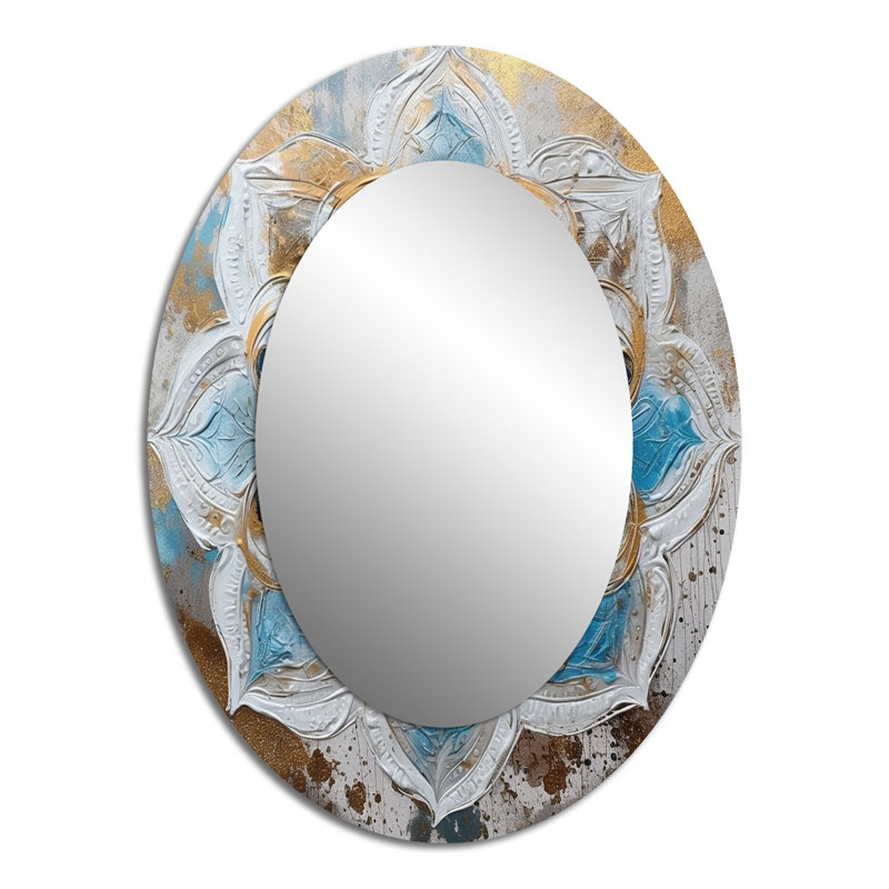 Miroir mural bleu et or Mandala I - Bohemian, 40 po x 30 po