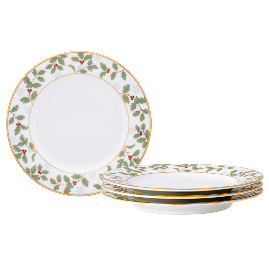 Noritake Holly & Berry Gold Set Of 4 Bread & Butter/Appetizer Plates, 6-1/4" (Set of 4) Noritake