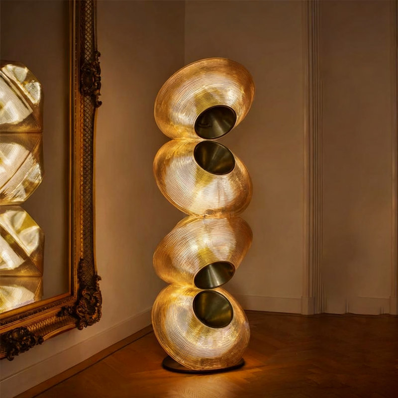 Black+Gold Metals + Resin Free form Floor Lamps