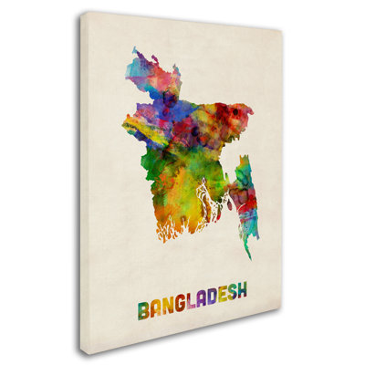 « bangladesh aquarelle map », reproduction d’impression sur toile tendue