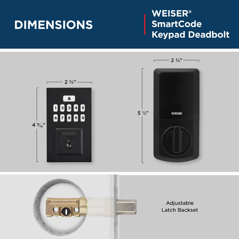 Contemporary SmartCode Keypad Electronic Deadbolt, Matte Black