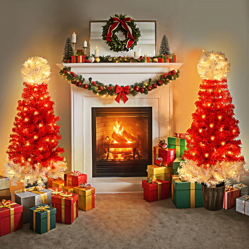 Ensemble de 2 sapins de Noël illuminés