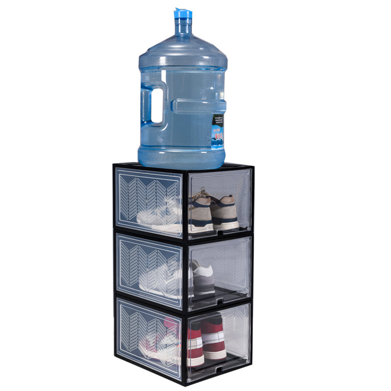 Grande boîte de rangement empilable pour chaussures, Noir, 6