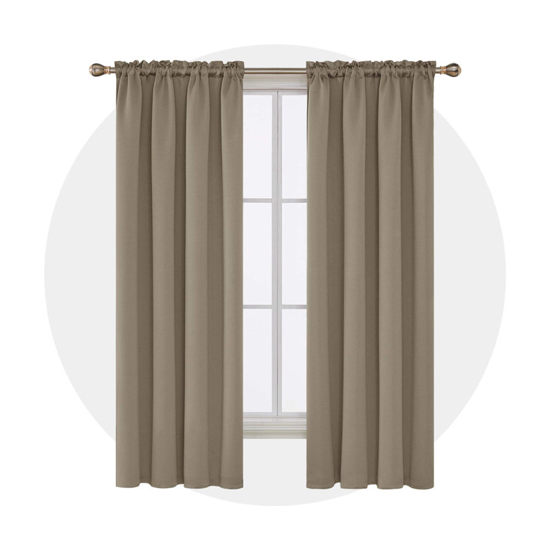 Solid Room Darkening Thermal Single Curtain Panel, Khaki, 42" W x 72" L