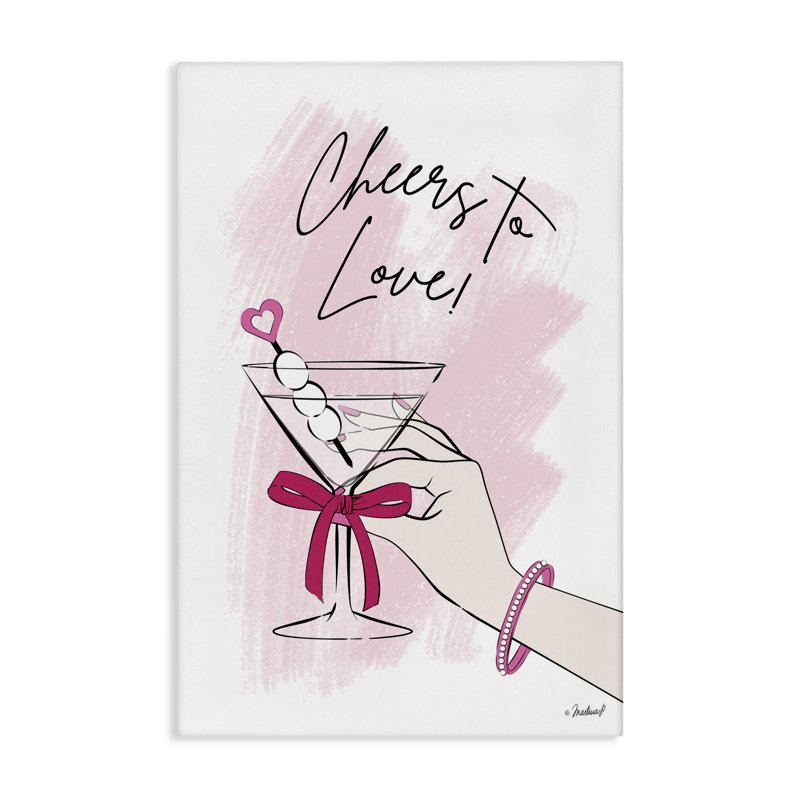 Cheers To Love Martini Canvas, design par Martina Pavlova, H 24 po x l 16 po