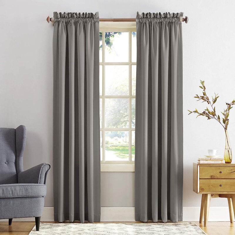 Sage Green Polyester Room Darkening Rod Pocket Curtains