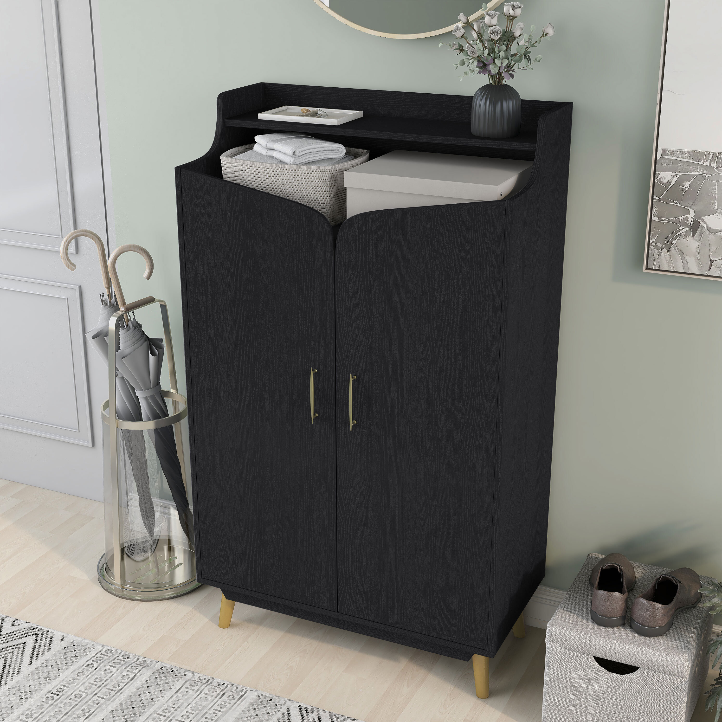 3 Shelf Storage Cabinet, Espresso