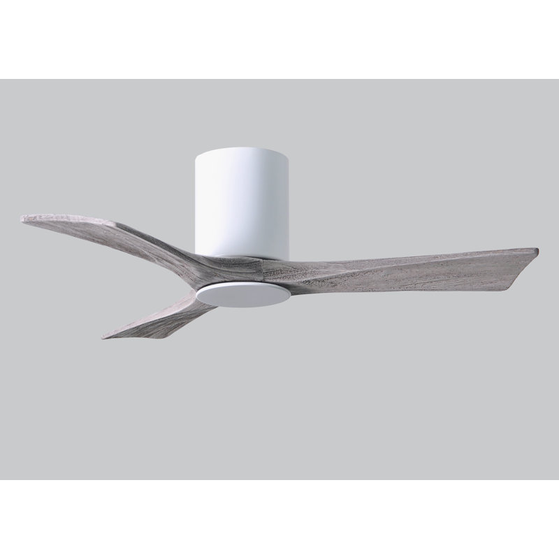 Irene LED Ceiling Fan, Gloss White, Barn Wood Tone, 52"