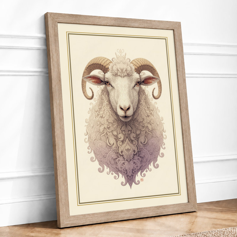 Ornamental Sheep Eclectic - Print, A2 - 59.4 x 42.0 cm, Oak