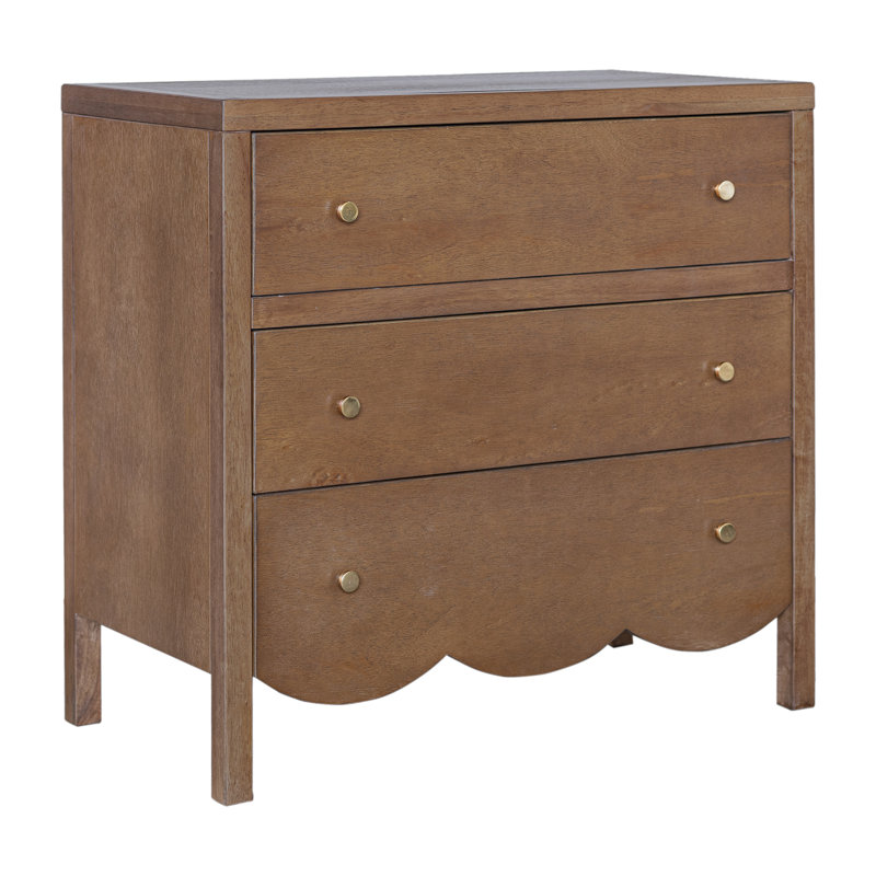 Commode 3 tiroirs, brun moyen