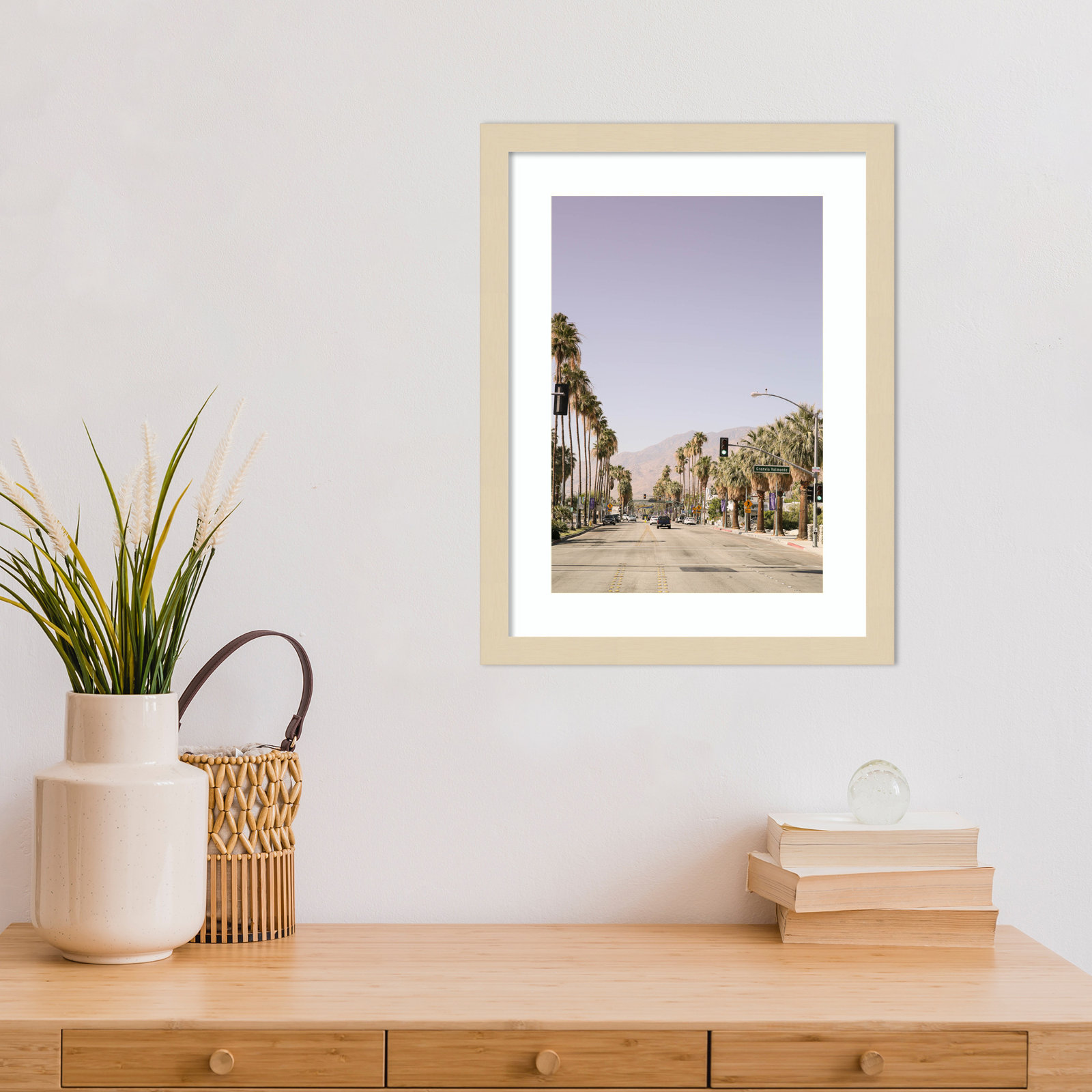 Palm Spring Street by Shot by Clint Wood Framed Wall Art Print, Brown, 17" H x 13" W