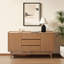 Oak Finish Manufactured Wood 55-Inch Wide Sideboard Cabinet with 3-Drawers