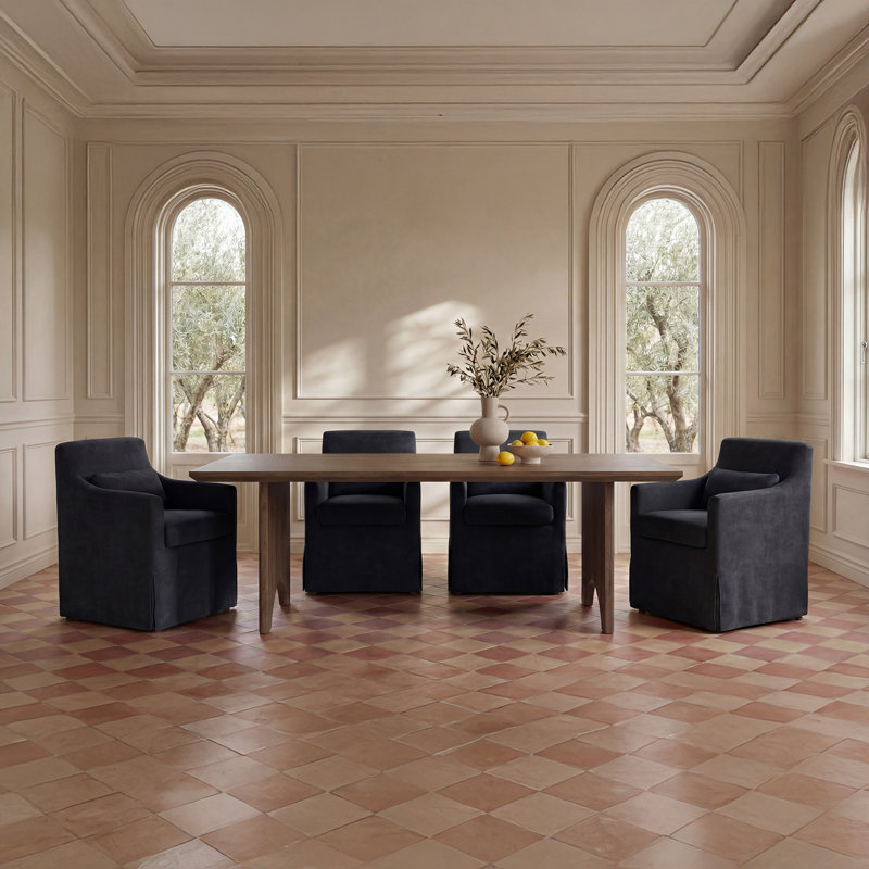 Chaise de salle à manger Glinda beige, Noir