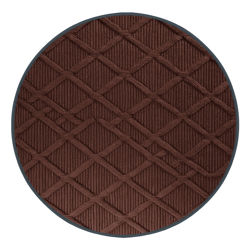 Machine Washable Trellis Black Area Rug, Round 3'