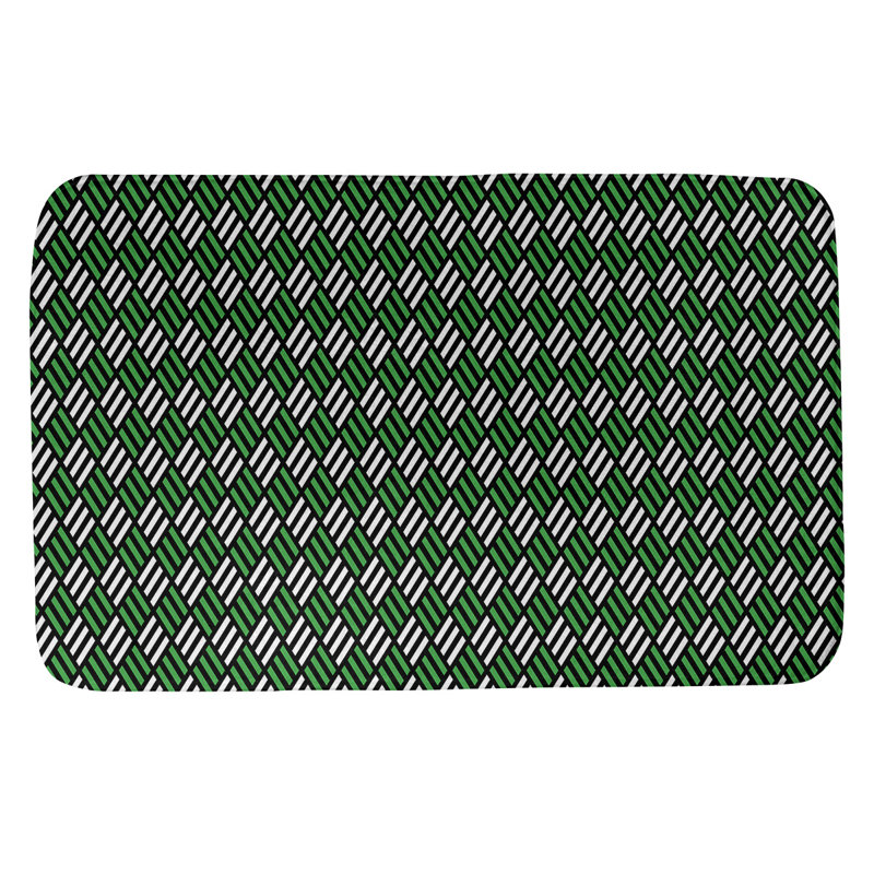 Tapis pour salle de bain diamants Kitterman, l 21 po x L 34 po, Noir / Vert