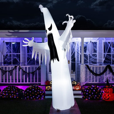 Décorations d'extérieur gonflables d'Halloween 12 pi, décorations d'Halloween fantômes effrayantes, bouffées d'Halloween fantômes gonflables pour la cour avec DEL pour décorations d'Halloween, décorations pour la cour d'Halloween