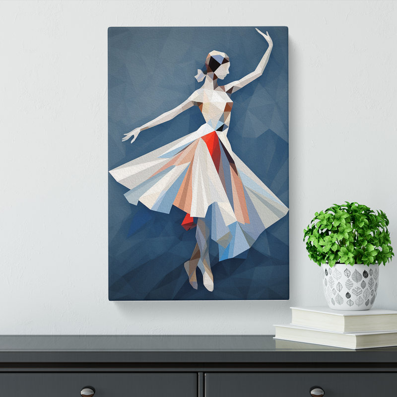 Ballet Dancer Geometric - Print on Canvas, 60cm H x 40cm W x 3cm D