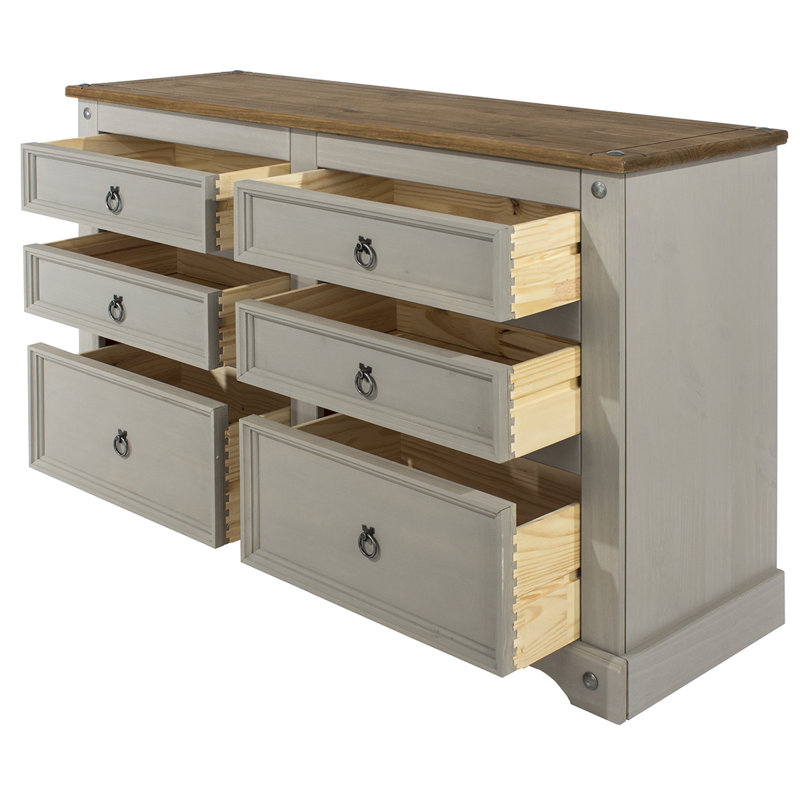 Caudill 51.97'' W 6 - Drawer Dresser, Gray/Antique Brown