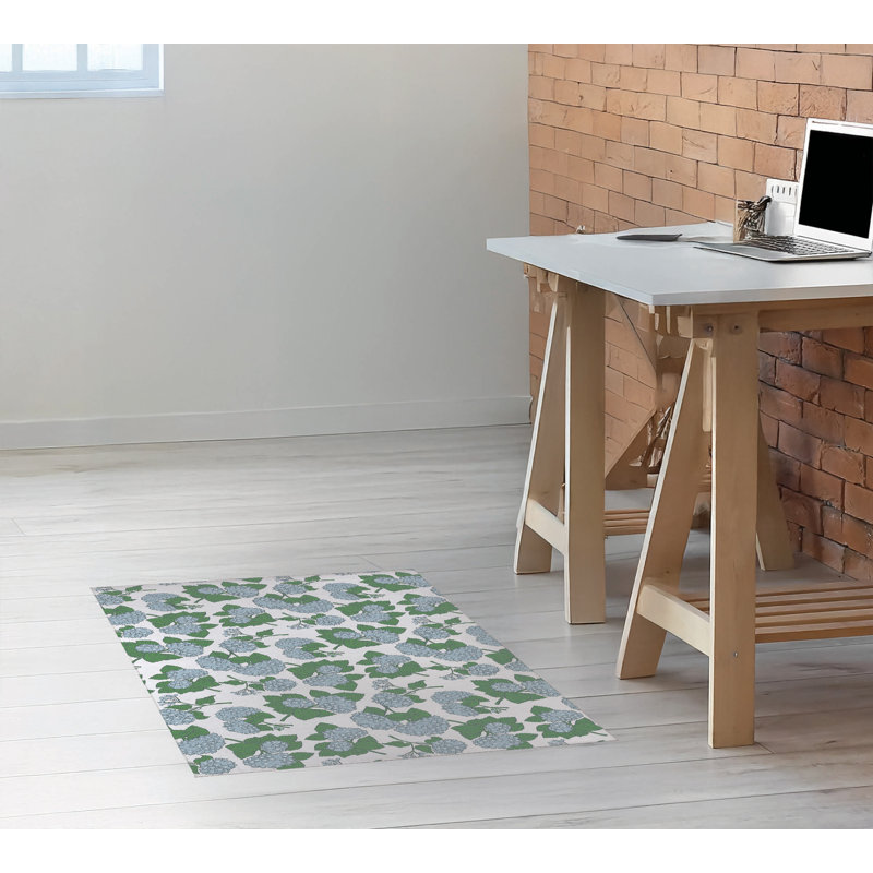 Tapis de bureau léger Hydrangea, L 36 po x P 60 po, Blanc