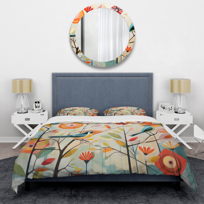 Ensemble de housse de couette en microfibre / polyester vert Mid Century Mod Nature IV