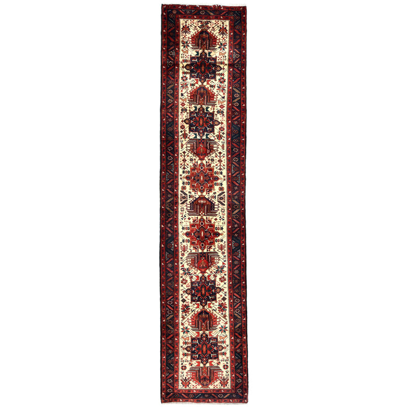 Tapis de couloir oriental crème vintage rétro surdimensionné 3 x 15