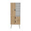 Commode haute Huna, unité avec porte, 2 tiroirs et tablettes ouvertes