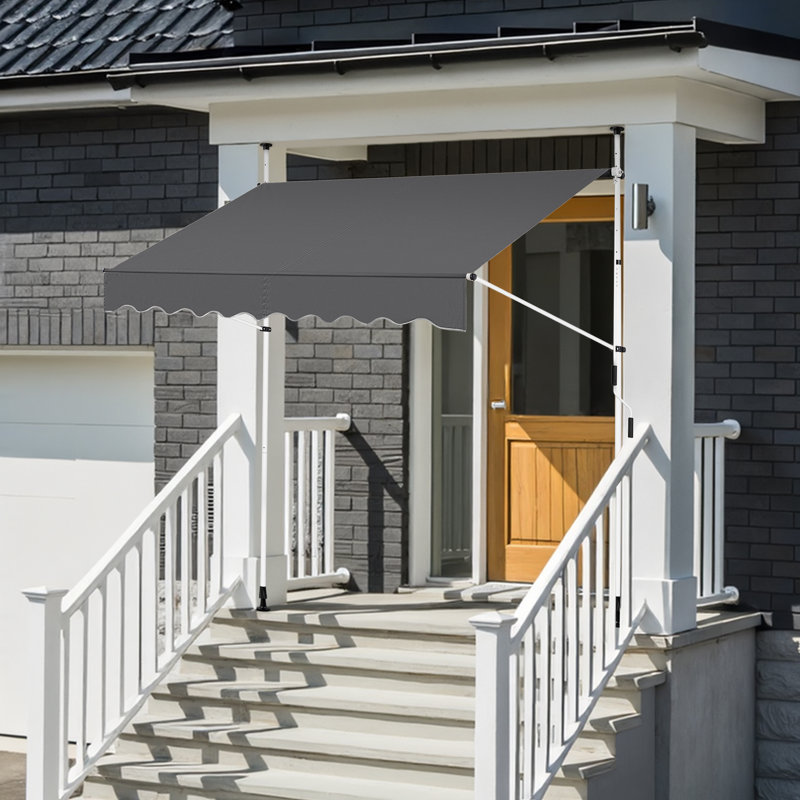 Auvent rétractable manuel pour terrasse de 118 po L, Gris foncé, H 118 po x l 79 po x P 47,2 po