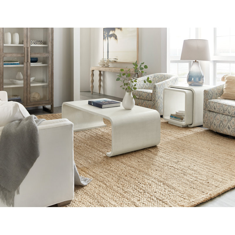 White Oak and Raffia Rectangular Transitional End Table