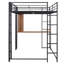 Lit mezzanine en métal noir avec bureau et 2 tablettes - pleine grandeur, stable, optimisant l'espace pour la taille et les tablettes, robuste-1011387611