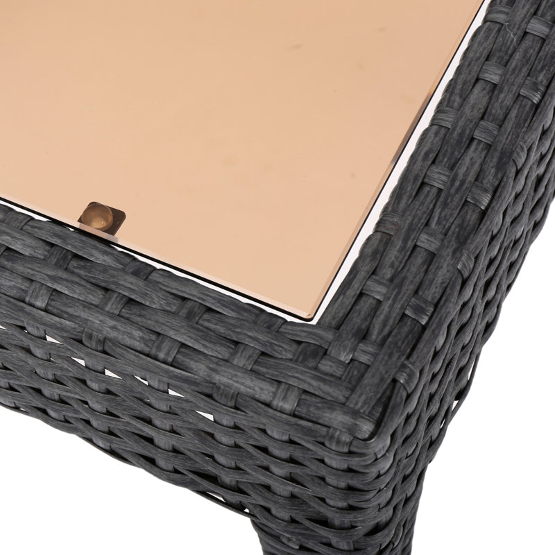 Grey Accent Table For Outdoors - And Rain Outdoor With Tempered Glass To Harsh Conditions, 15.4" H x 20.32" W x 20.01" D