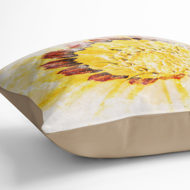 The Beauty of the Flower Watercolour Cushion with Filling, 55cm H x 55cm W x 20cm D, Stone