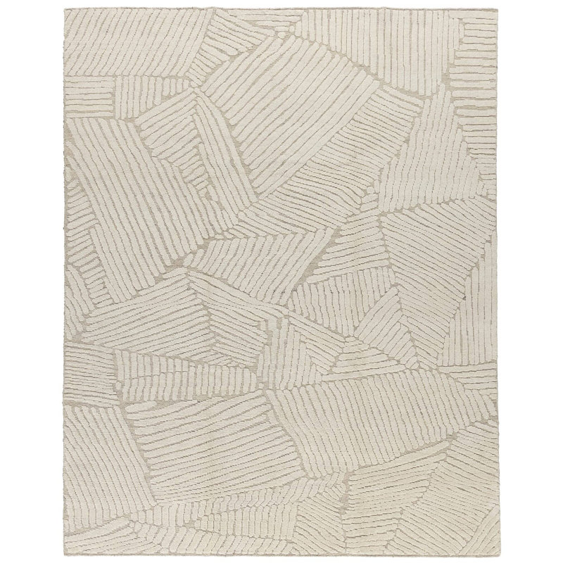 Ravine Hand Knotted Wool Abstract Area Rug, Rectangle 6' x 9'