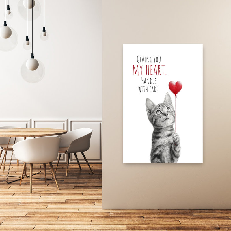 «A Kitten’s Heart Playful Romantic Contemporary», reproduction d'art murale, 48" H x 32" W