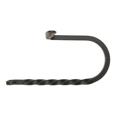 Rustic hand forged black wrought iron wall-mounted toilet paper holder, 7.75 inches wide