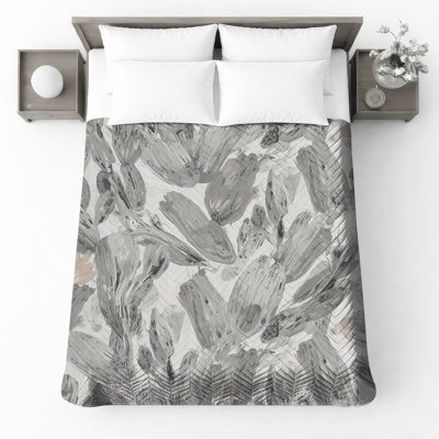 Monochrome Cactus Pattern Bedding Cactus Bedspread Botanical