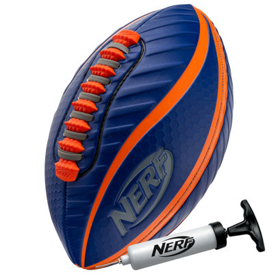 NERF Spiral Grip Mini Football -  Patented Spacelace For Ultimate Spirals - Machine Stitched Construction - Pump Included