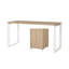 Ensemble de bureau Embrie 2 pièces : caisson mobile à 3 tiroirs et bureau de 150 cm avec pattes en acier, couleur hickory/blanc.-594288096-594288102