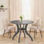 Table de salle à manger à piédestal 39,4 po, finition chêne gris ardoise, base en bois massif, 4 places, style traditionnel