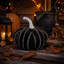 Ensemble de 2 décorations citrouilles en tissu rayé noir, 18 x 18 x 18 cm, pour la décoration de table d'Halloween.