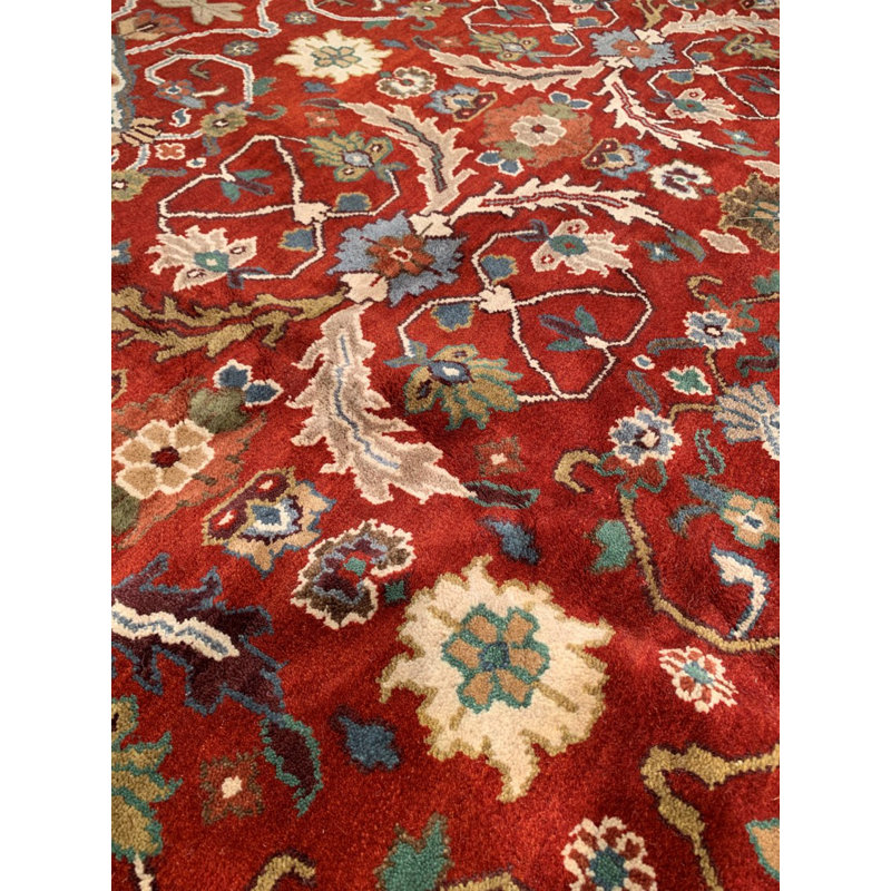 Wool Oriental Area Rug in Rust/Ivory